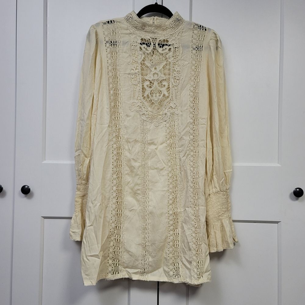 Free People Nwot Vienna crochet trim mini dress, medium - Picture 5 of 11